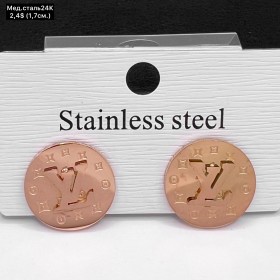 Сережки мед.сталь24К 10431 ( 1.7 см.)